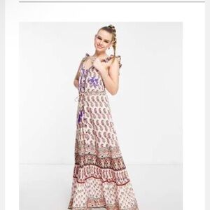 RAGA Paisley Maxi Dress in Purple and Cream